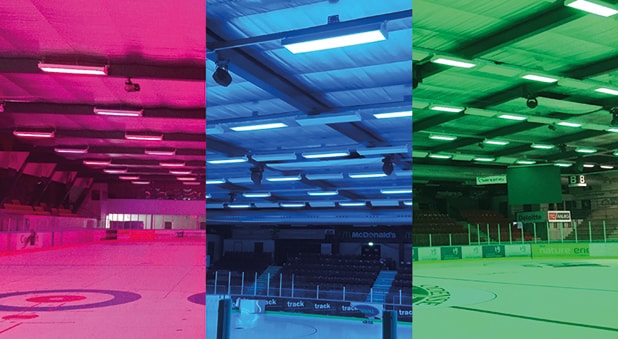 Ishallernes LED-armaturer RGB-styring